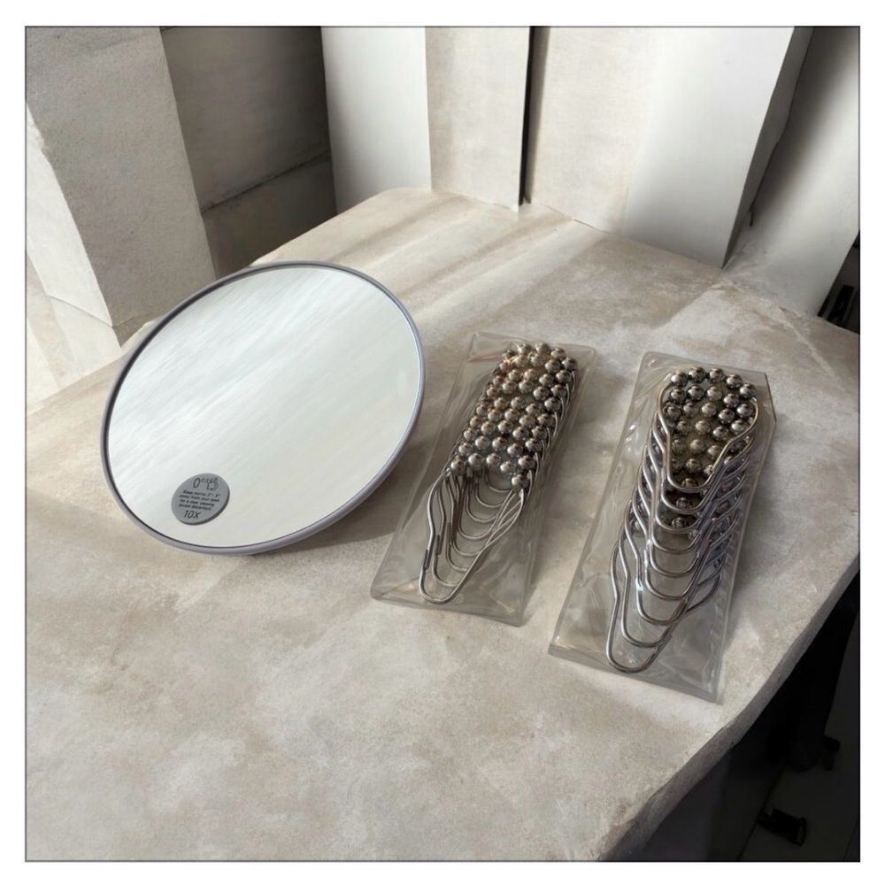 Shower Curtain Hook & Magnifying Mirror Bundle